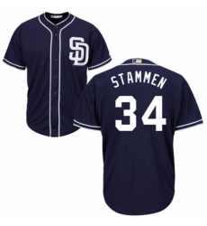 Youth Majestic San Diego Padres #34 Craig Stammen Authentic Navy Blue Alternate 1 Cool Base MLB Jersey
