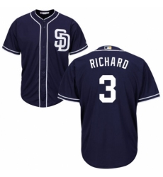 Youth Majestic San Diego Padres #3 Clayton Richard Replica Navy Blue Alternate 1 Cool Base MLB Jersey
