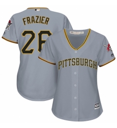Women's Majestic Pittsburgh Pirates #26 Adam Frazier Authentic Grey Road Cool Base MLB Jersey