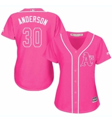 Women's Majestic Oakland Athletics #30 Brett Anderson Replica Pink Fashion Cool Base MLB Jersey