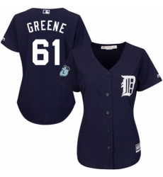 Women's Majestic Detroit Tigers #61 Shane Greene Authentic Navy Blue Alternate Cool Base MLB Jersey