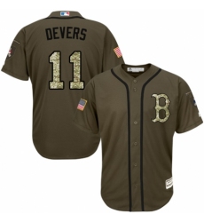 Men's Majestic Boston Red Sox #11 Rafael Devers Authentic Green Salute to Service MLB Jersey