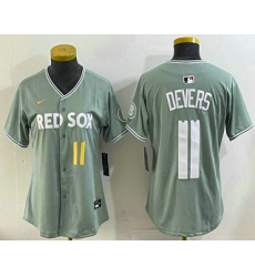 Women's Boston Red Sox #11 Rafael Devers Light Green 2025 City Connect Player Name Limited Jersey