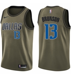 Youth Nike Dallas Mavericks #13 Jalen Brunson Swingman Green Salute to Service NBA Jersey