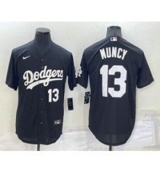 Men's Los Angeles Dodgers #13 Max Muncy Number Black Turn Back The Clock Stitched Cool Base Jersey
