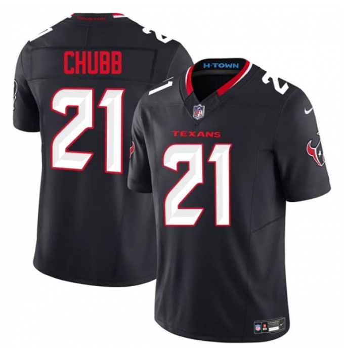 Men's Houston Texans #21 Nick Chubb Navy 2025 F.U.S.E. Vapor Limited Football Stitched Jersey