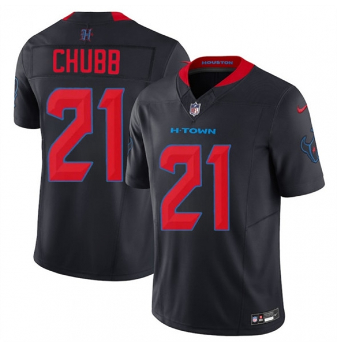 Men's Houston Texans #21 Nick Chubb Navy 2nd Alternate 2025 F.U.S.E. Vapor Limited Football Stitched Jersey