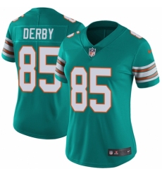 Women's Nike Miami Dolphins #85 A.J. Derby Aqua Green Alternate Vapor Untouchable Elite Player NFL Jersey