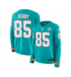 Women's Nike Miami Dolphins #85 A.J. Derby Limited Aqua Therma Long Sleeve NFL Jersey