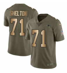 Men's Nike New England Patriots #71 Danny Shelton Limited Olive/Gold 2017 Salute to Service NFL Jersey