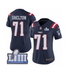 Women's Nike New England Patriots #71 Danny Shelton Limited Navy Blue Rush Vapor Untouchable Super Bowl LIII Bound NFL Jersey