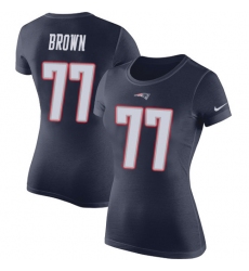 NFL Women's Nike New England Patriots #77 Trent Brown Navy Blue Rush Pride Name & Number T-Shirt