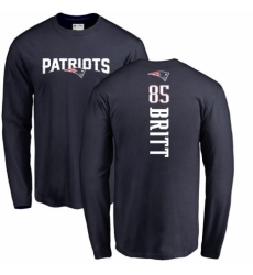 NFL Nike New England Patriots #85 Kenny Britt Navy Blue Backer Long Sleeve T-Shirt