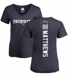 NFL Women's Nike New England Patriots #80 Jordan Matthews Navy Blue Backer T-Shirt