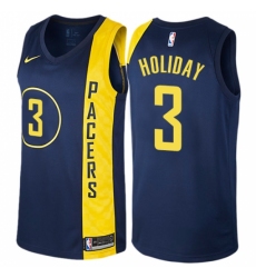 Men's Nike Indiana Pacers #3 Aaron Holiday Swingman Navy Blue NBA Jersey - City Edition
