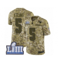 Youth Nike New England Patriots #5 Danny Etling Limited Camo 2018 Salute to Service Super Bowl LIII Bound NFL Jersey