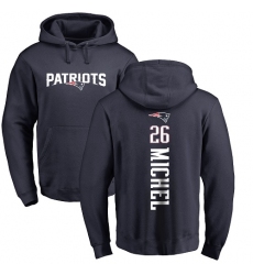 NFL Nike New England Patriots #26 Sony Michel Navy Blue Backer Pullover Hoodie