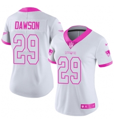 Women's Nike New England Patriots #29 Duke Dawson Limited White Pink Rush Fashion NFL Jersey