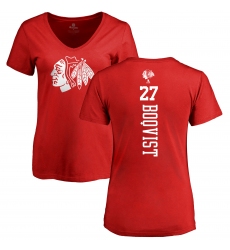 NHL Women's Adidas Chicago Blackhawks #27 Adam Boqvist Red One Color Backer T-Shirt
