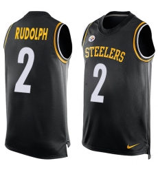 Men's Nike Pittsburgh Steelers #2 Mason Rudolph Limited Black Player Name & Number Tank Top NFL Jersey
