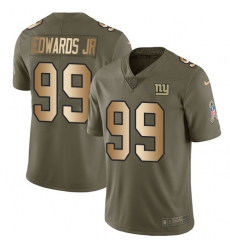 Men's Nike New York Giants #99 Mario Edwards Jr Limited Olive Gold 2017 Salute to Service NFL Jersey