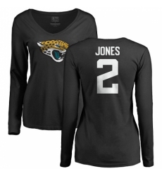 NFL Women's Nike Jacksonville Jaguars #2 Landry Jones Black Name & Number Logo Slim Fit Long Sleeve T-Shirt