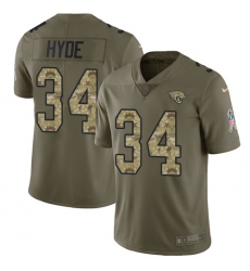 Men's Nike Jacksonville Jaguars #34 Carlos Hyde Limited Olive Camo 2017 Salute to Service NFL Jersey