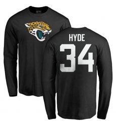 NFL Nike Jacksonville Jaguars #34 Carlos Hyde Black Name & Number Logo Long Sleeve T-Shirt