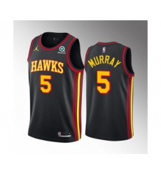 Men's Atlanta Hawks #5 Dejounte Murray Black Stitched Jersey