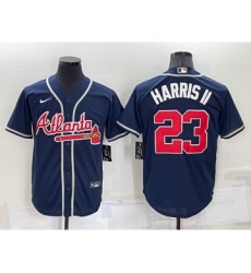 Men's Atlanta Braves #23 Michael Harris II Navy Blue Stitched MLB Cool Base Nike Jersey