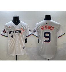 Men's Houston Astros #9 Zach Dezenzo White 2025 City Connect With Texas Limited Stitched Baseball Jersey
