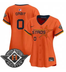 Women's Houston Astros #0 Orbit Orange 2025 City Connect Limited Stitched Baseball Jersey(Run Small)
