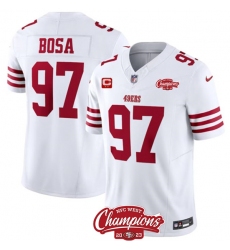 Men's San Francisco 49ers #97 Nick Bosa White 2023 F.U.S.E. With 2-star C And NFC West Champions Football Stitched Jersey