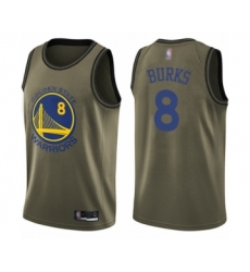 Men's Golden State Warriors #8 Alec Burks Swingman Green Salute to Service Basketball Jersey