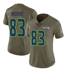 Women's Nike Seattle Seahawks #83 David Moore Limited Olive 2017 Salute to Service NFL Jersey