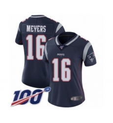 Women's New England Patriots #16 Jakobi Meyers Navy Blue Team Color Vapor Untouchable Limited Player 100th Season Football Jersey