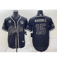 Men's Nike Kansas City Chiefs #15 Patrick Mahomes Black C Cool Base Stitched Baseball Jersey