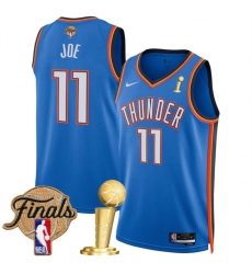Men's Oklahoma City Thunder #11 Isaiah Joe Blue 2025 Finals And Finals Champions Icon Edition Stitched Basketball Jersey