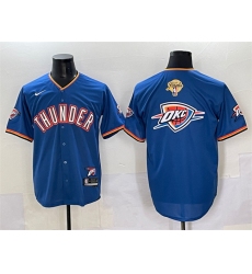 Men's Oklahoma City Thunder Team Big Logo Blue 2025 Finals Vapor Stitched Baseball Jersey