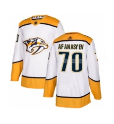 Men's Nashville Predators #70 Egor Afanasyev Authentic White Away Hockey Jersey