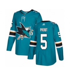 Men's San Jose Sharks #5 Dalton Prout Authentic Teal Green Home Hockey Jersey