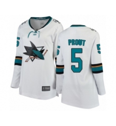 Women's San Jose Sharks #5 Dalton Prout Fanatics Branded White Away Breakaway Hockey Jersey