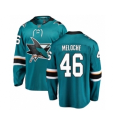 Men's San Jose Sharks #46 Nicolas Meloche Fanatics Branded Teal Green Home Breakaway Hockey Jersey