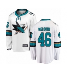 Youth San Jose Sharks #46 Nicolas Meloche Fanatics Branded White Away Breakaway Hockey Jersey