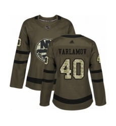 Women's New York Islanders #40 Semyon Varlamov Authentic Green Salute to Service Hockey Jersey