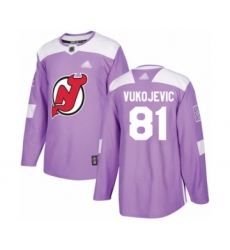 Men's New Jersey Devils #81 Michael Vukojevic Authentic Purple Fights Cancer Practice Hockey Jersey