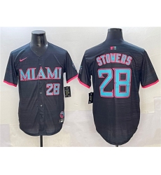 Men's Miami Marlins #28 Kyle Stowers Black 2025 City Connect Limited Stitched Baseball Jersey