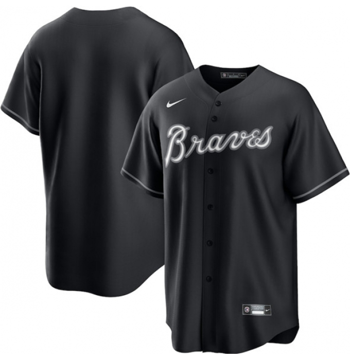 Men's Atlanta Braves Blank Black Lights Out Limited Stitched Baseball Jersey
