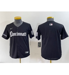 Youth Cincinnati Reds Blank Black 'Gothic Queen City Edition' Vapor Premier Limited Stitched Baseball Jerse