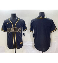 Men's San Diego Padres Blank Black Gold Stitched Baseball Jersey